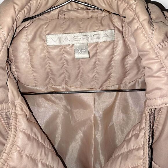 Via Spiga Womens Puffer Sz XS Pink Jacket Hood Belted classiccore Whimsicore Y2K - Picture 5 of 10